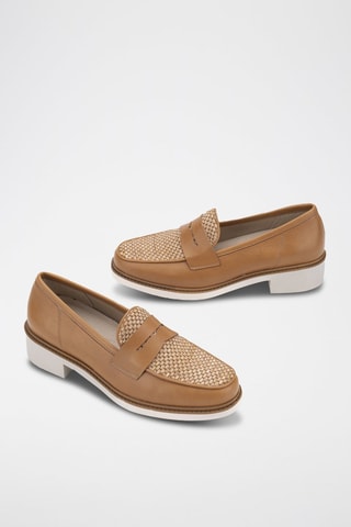 Leren Mocassins met Hak Aldea - Camel