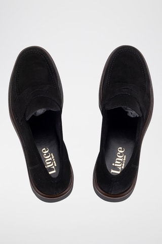 Nubuck Mocassins met Hak Serraje - Zwart