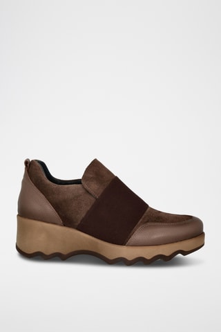 Leren Mocassins met Sleehak - Taupe