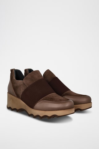 Leren Mocassins met Sleehak - Taupe