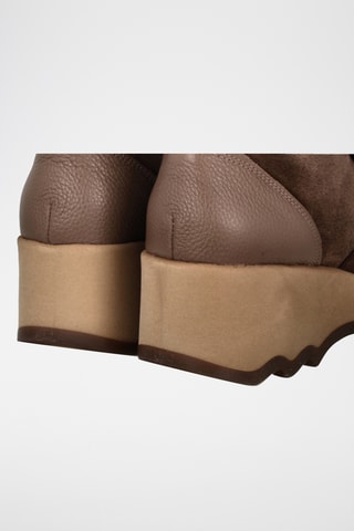 Leren Mocassins met Sleehak - Taupe