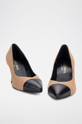 Sapatos de salto em couro e couro nobuck - Toupeira e preto