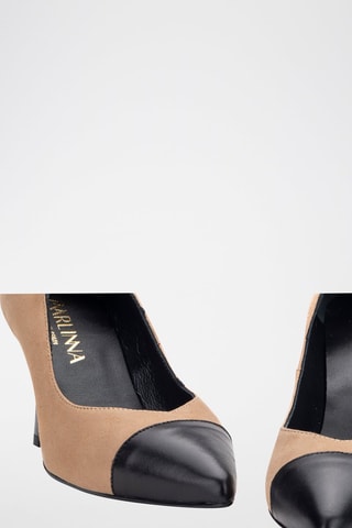 Sapatos de salto em couro e couro nobuck - Toupeira e preto