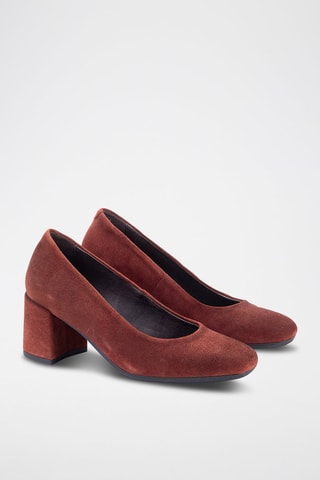 Leren en Nubuck Pumps - Bordeauxrood