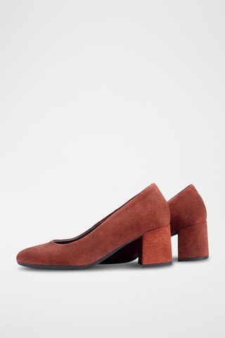 Leren en Nubuck Pumps - Bordeauxrood