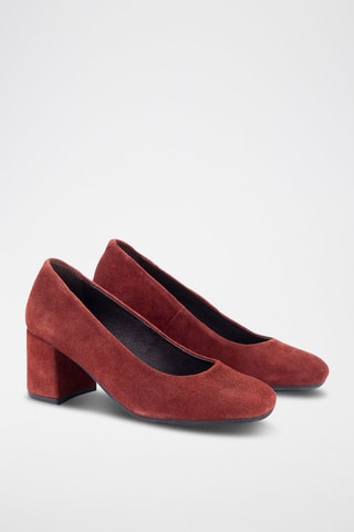 Leren en Nubuck Pumps - Bordeauxrood
