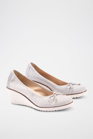 Leren Ballerina's met Sleehak - Wit