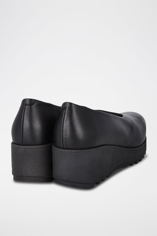 Leren Ballerina's met Sleehak - Zwart