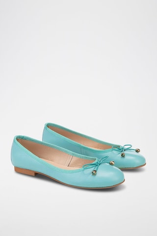 Leren Ballerina's - Turquoise