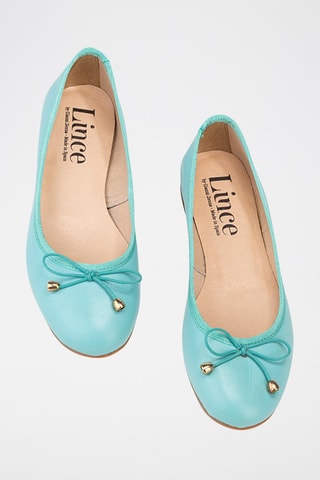 Leren Ballerina's - Turquoise