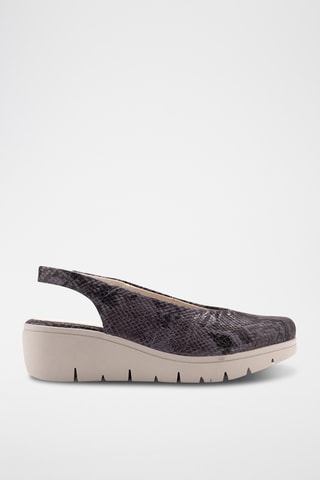 Leren Ballerina's met Sleehak - Grijs