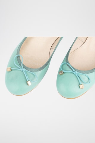 Leren Ballerina's - Zeegroen