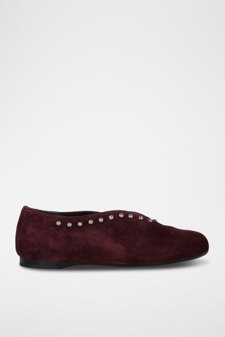 Nubuck Ballerina's - Bordeauxrood