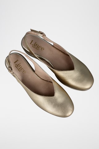 Leren Ballerina's met Sleehak - Goudkleurig