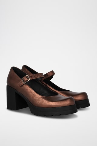 Leren Mary Janes met Hak - Bruin