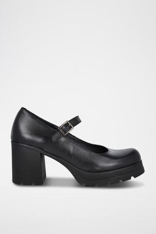 Leren Mary Janes met Hak - Zwart