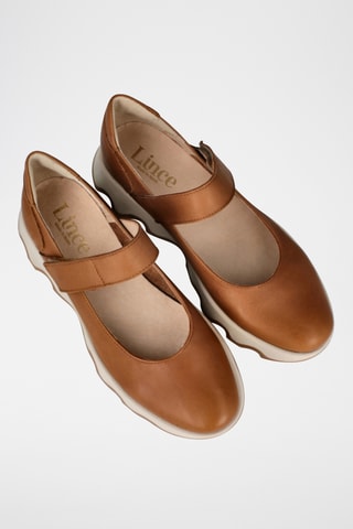 Leren Mary Janes - Camel