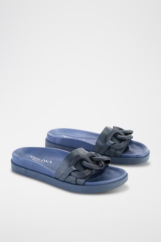 Leren Muiltjes - Marineblauw