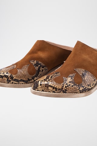 Leren Muiltjes met Hak - Camel