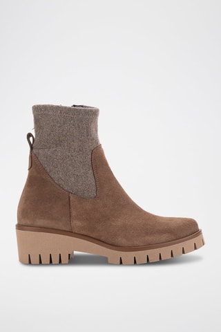 Bottines-chaussettes en nubuck - Marron