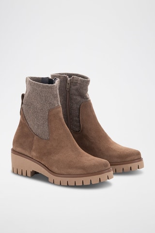 Bottines-chaussettes en nubuck - Marron