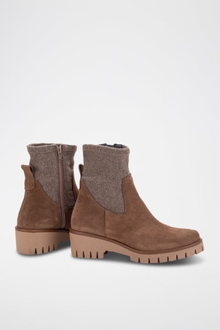 Bottines-chaussettes en nubuck - Marron