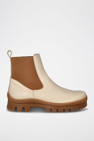 Botins Chelsea em couro - Bege