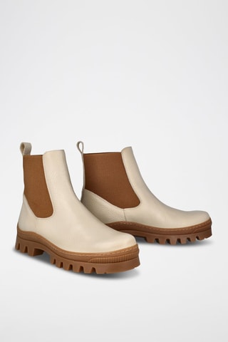 Botins Chelsea em couro - Bege