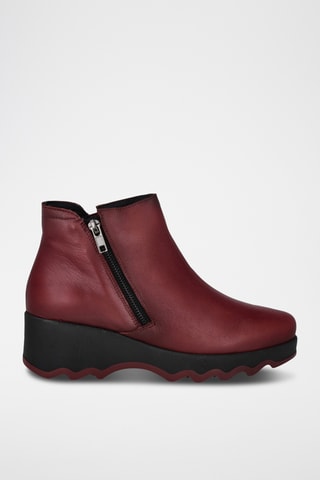 Bottines compensées en cuir - Rouge