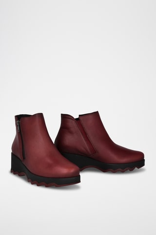 Bottines compensées en cuir - Rouge