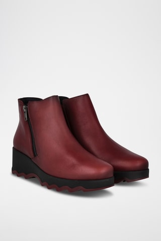 Bottines compensées en cuir - Rouge