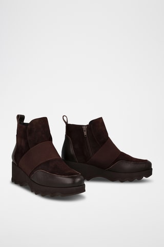 Bottines compensées en cuir - Marron