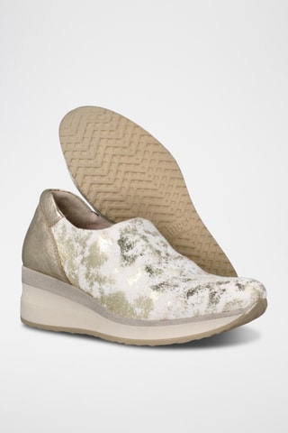 Leren Slip-ons met Sleehak - Goudkleurig