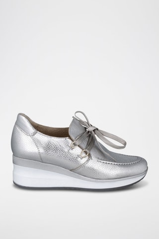 Leren Wedge Sneakers Serena - Zilverkleurig 