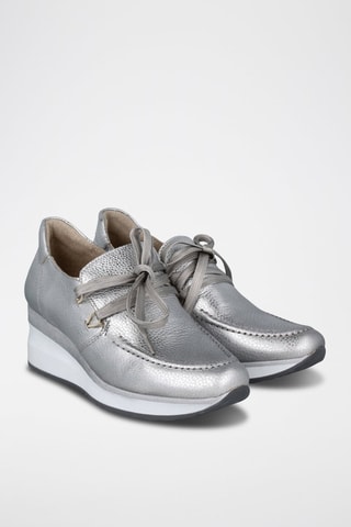Leren Wedge Sneakers Serena - Zilverkleurig 