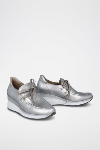 Leren Wedge Sneakers Serena - Zilverkleurig 