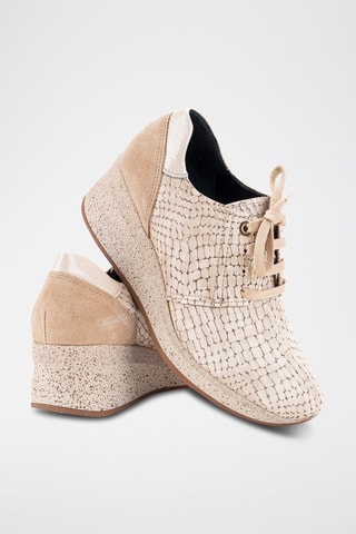 Leren Sneakers met Sleehak Vipper -  Beige