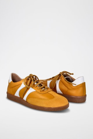 Leren Sneakers - Mosterdgeel en Wit