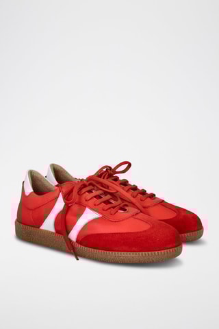 Nubuck en Nappaleren Sneakers - Rood