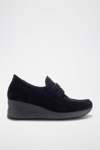 Nubuck Wedge Sneakers Serraje - Zwart