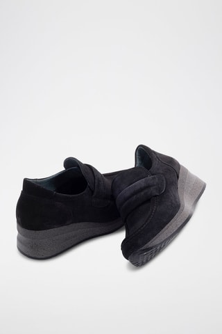 Nubuck Wedge Sneakers Serraje - Zwart