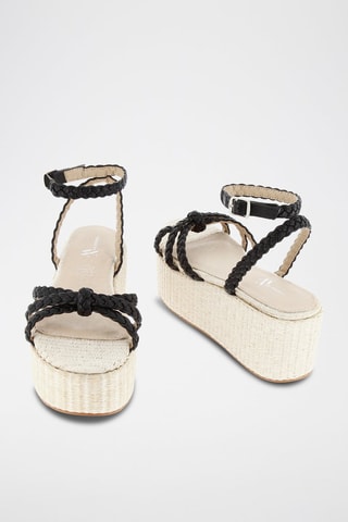 Sandalen met Sleehak - Zwart