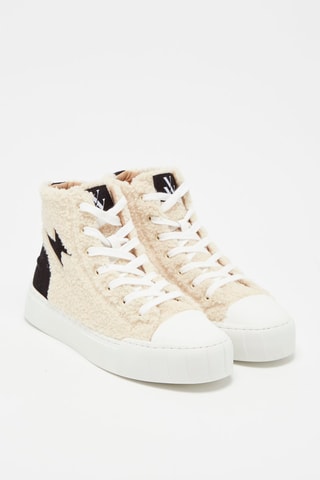 Hoge Platform Sneakers Beige en Zwart