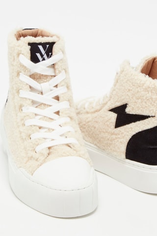 Hoge Platform Sneakers Beige en Zwart