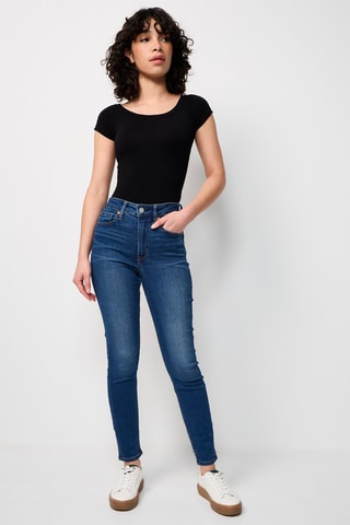 Jeans met Hoge Taille Slim Fit Blauw