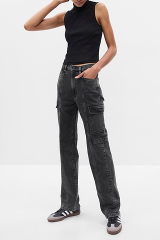 Biologisch Katoenen Jeans Hoge Taille - Zwart