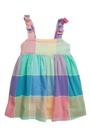 Abito in lino - Verde e rosa