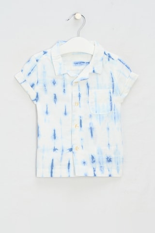 Linnen Blouse Tie and Dye - Hemelsblauw en Wit