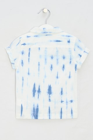 Linnen Blouse Tie and Dye - Hemelsblauw en Wit