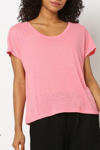 T-shirt in lino - Rosa melange